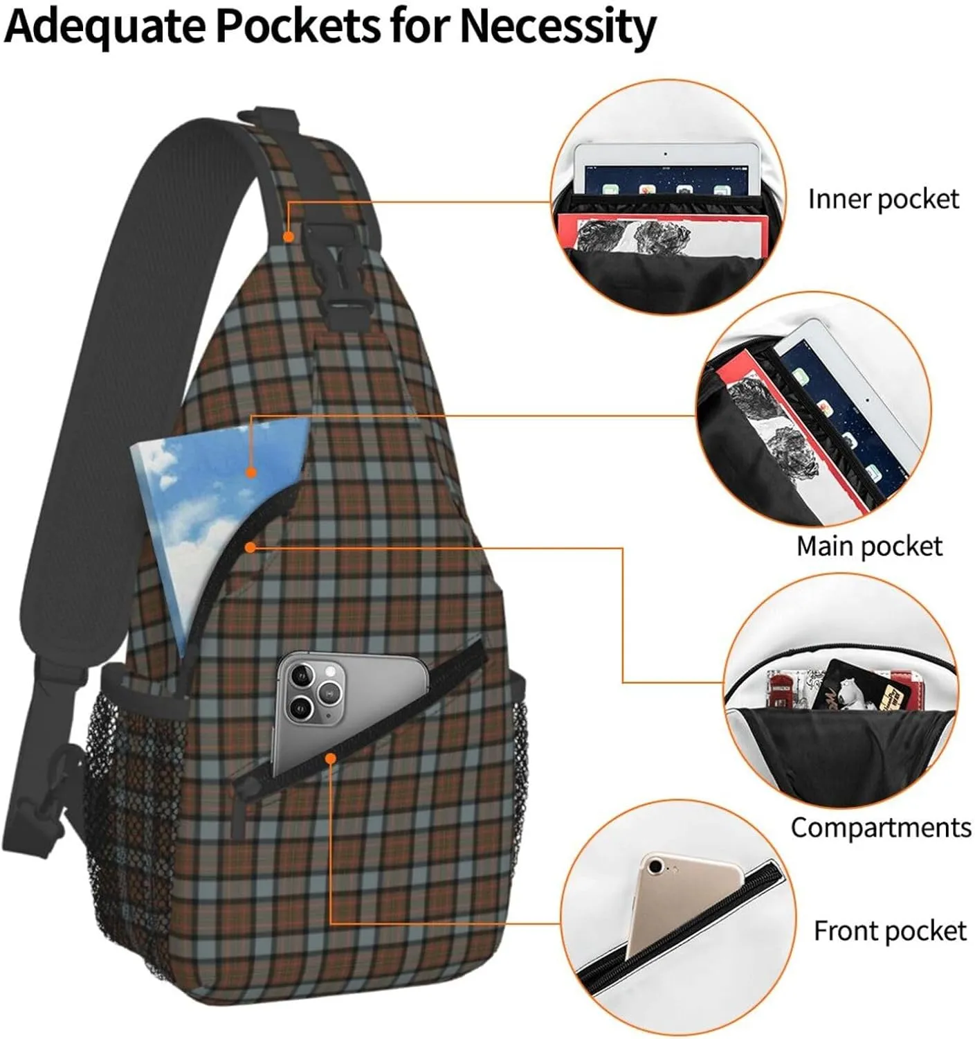 Crossbody Sling Backpack Clan MacLaren Weathered Tartan Shoulder Chest Bag Daypack for Traveling Sport