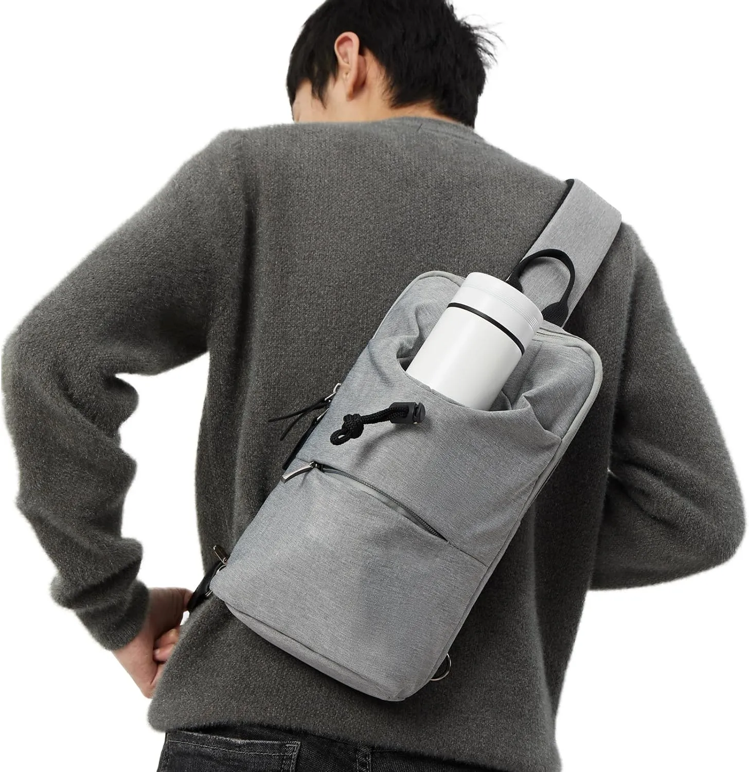 Crossbody Sling Backpack for Men Women Sling Bag Multipurpose Travel Hiking Cross Body Chest Bag (Gray)