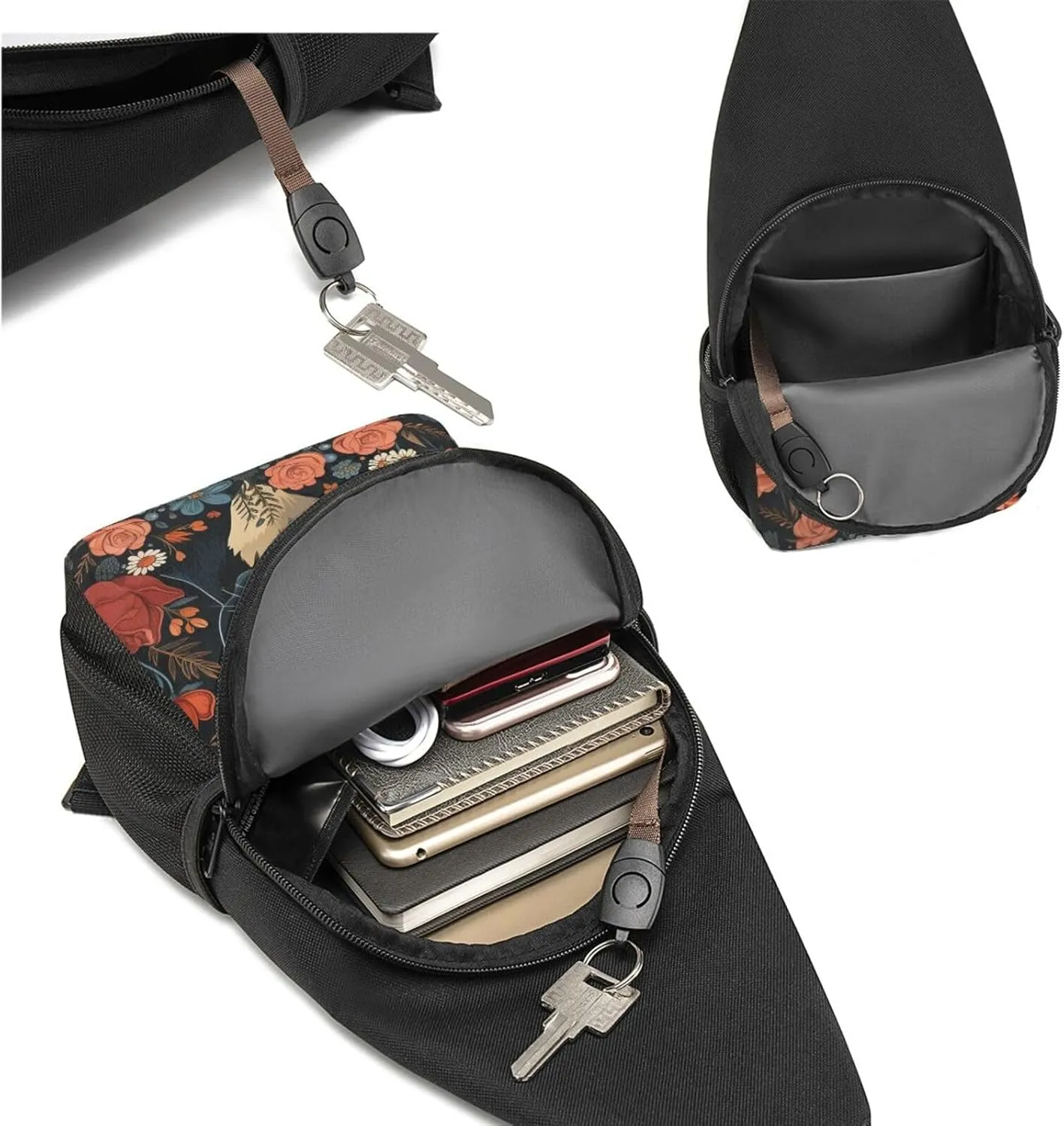 Crossbody Sling Backpack Sling Bag for Men Women Cross Chest Bag Shoulder Bag Boston Terrier Puppy Travel Hiking Daypack