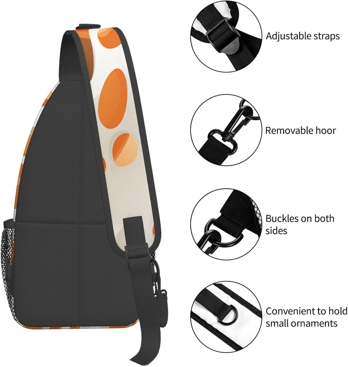 Crossbody Sling Backpack Sling Bag For Men Women Cross Chest Bag Shoulder Bag Brown And White Spots Travel Hiking Daypack