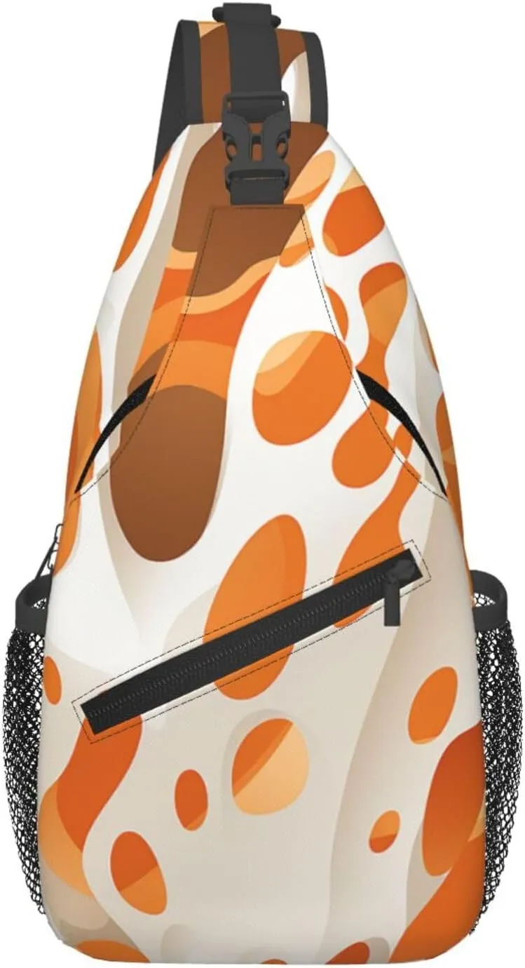 Crossbody Sling Backpack Sling Bag For Men Women Cross Chest Bag Shoulder Bag Brown And White Spots Travel Hiking Daypack