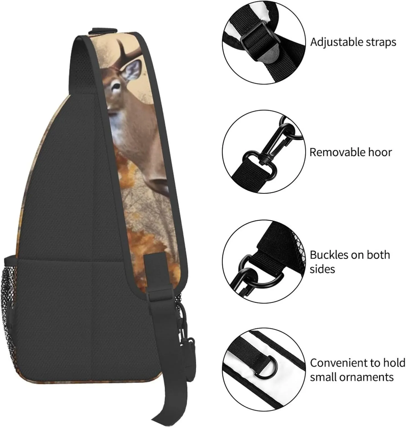 Crossbody Sling Backpack Sling Bag For Men Women Cross Chest Bag Shoulder Bag Deer And Acorns With Autumn Travel Hiking Daypack