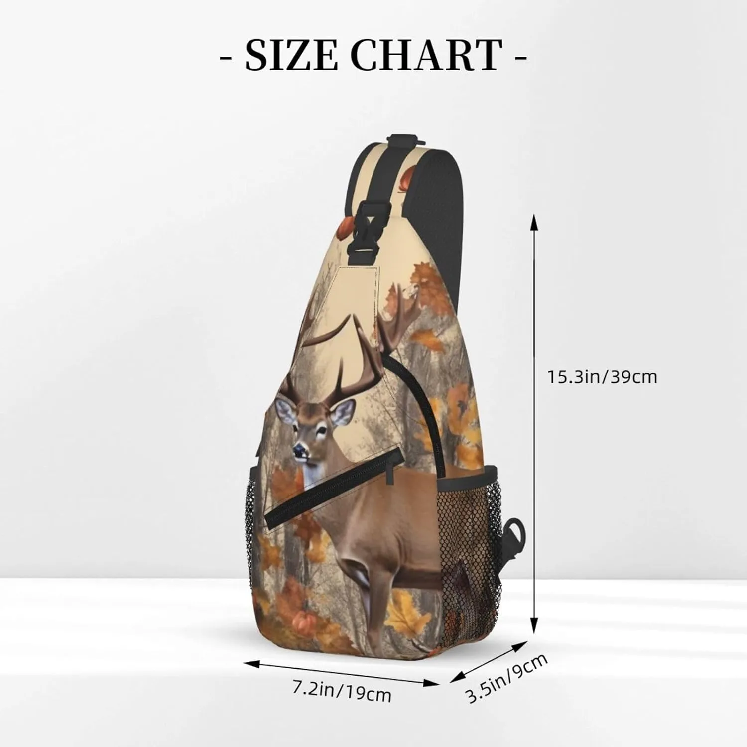 Crossbody Sling Backpack Sling Bag For Men Women Cross Chest Bag Shoulder Bag Deer And Acorns With Autumn Travel Hiking Daypack