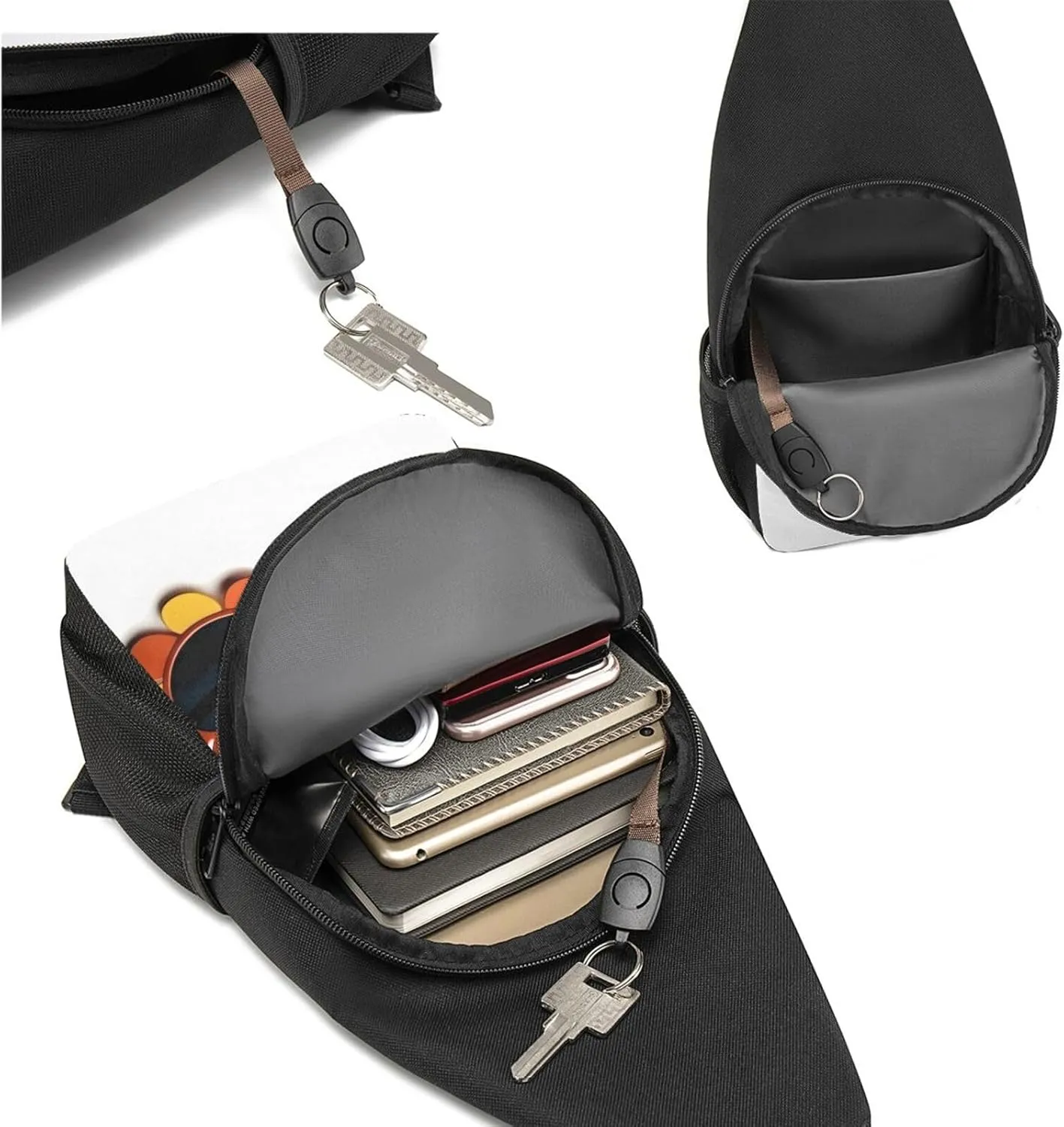 Crossbody Sling Backpack Sling Bag for Men Women Cross Chest Bag Shoulder Bag Flower sunglasses Travel Hiking Daypack