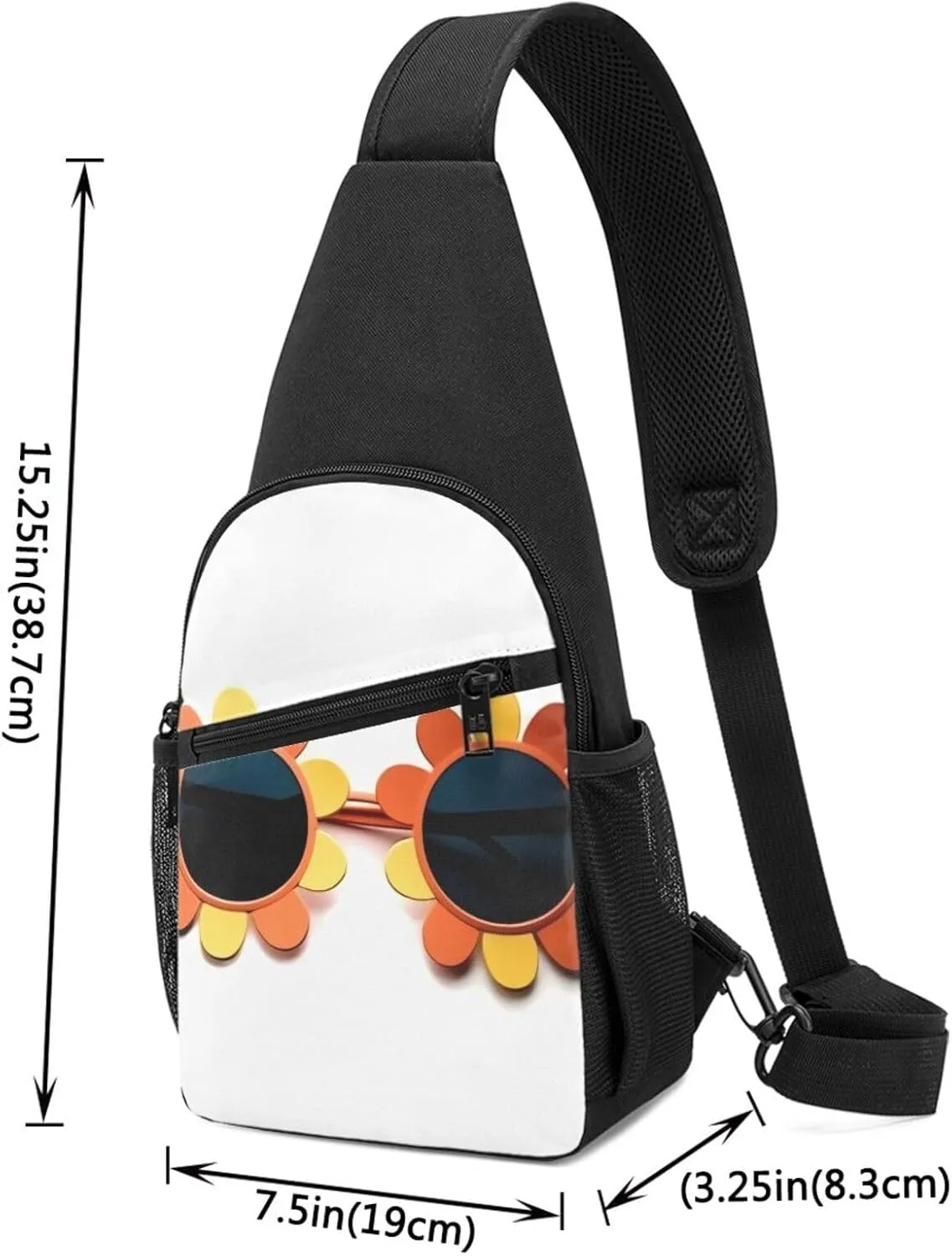 Crossbody Sling Backpack Sling Bag for Men Women Cross Chest Bag Shoulder Bag Flower sunglasses Travel Hiking Daypack
