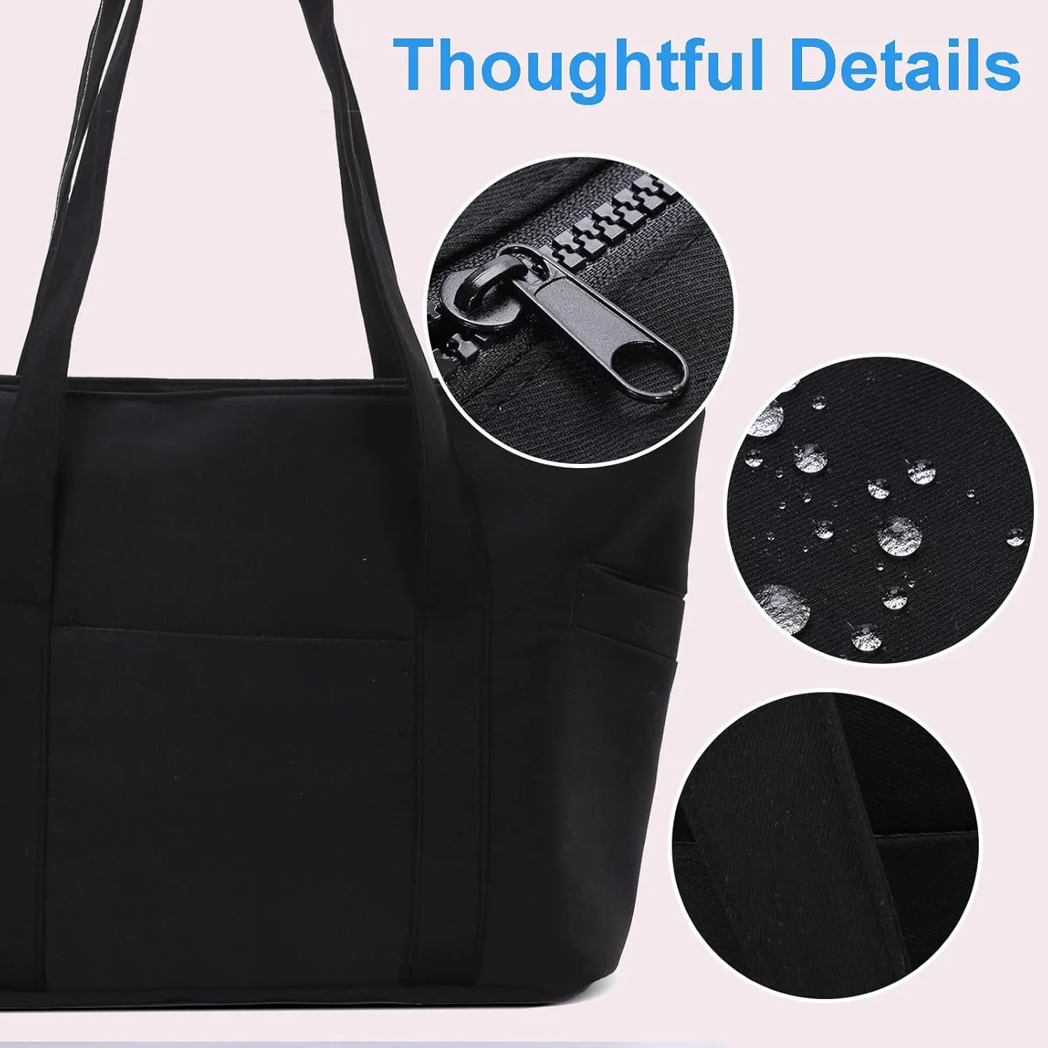 CTWWFS Tote Bag for Women, Travel Essentials Large Tote Bag with Zipper, Top Handle Handbag for Travel, Work