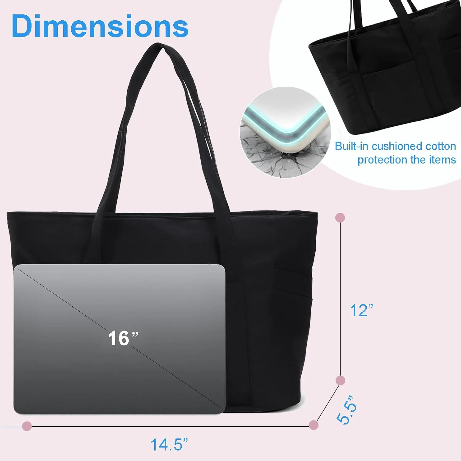 CTWWFS Tote Bag for Women, Travel Essentials Large Tote Bag with Zipper, Top Handle Handbag for Travel, Work