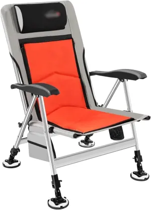 CULIACAN Fishing Chair Outdoor Fishing Recliner Chair with Pillow Foldable Backrest Adjustable Legs for Camping Beach Chair Outdoor Folding Chair
