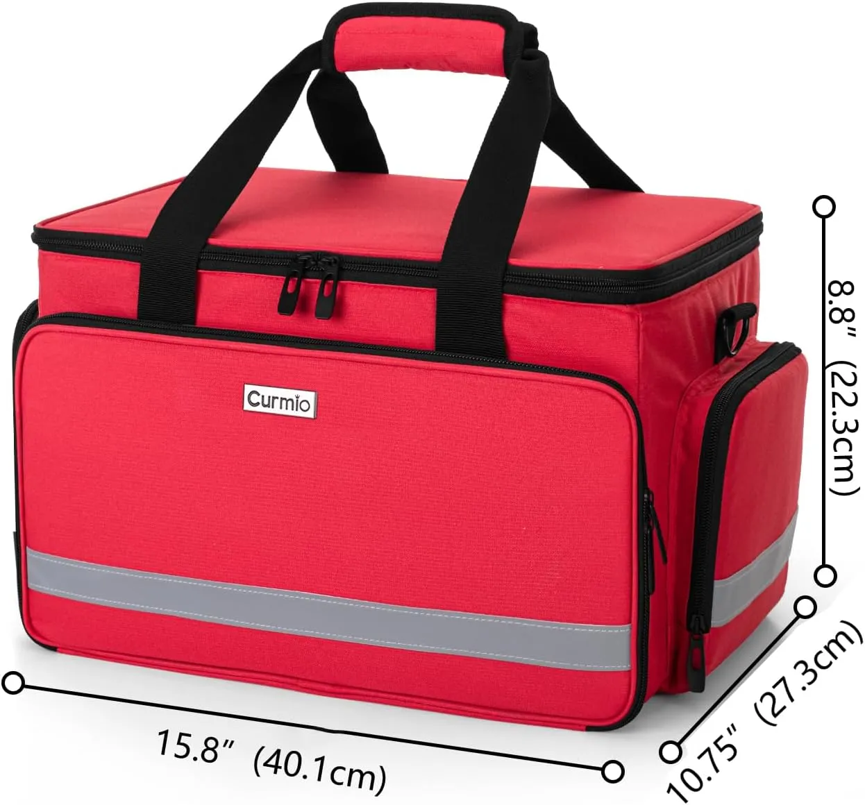 CURMIO Nurse Bag, Medical Bag Clinical Bag with Inner Dividers and No-Slip Bottom for Home Visits, Health Care, Hospice, For Nursing Students, Physical Therapists, Doctors,Red (Patent Pending)