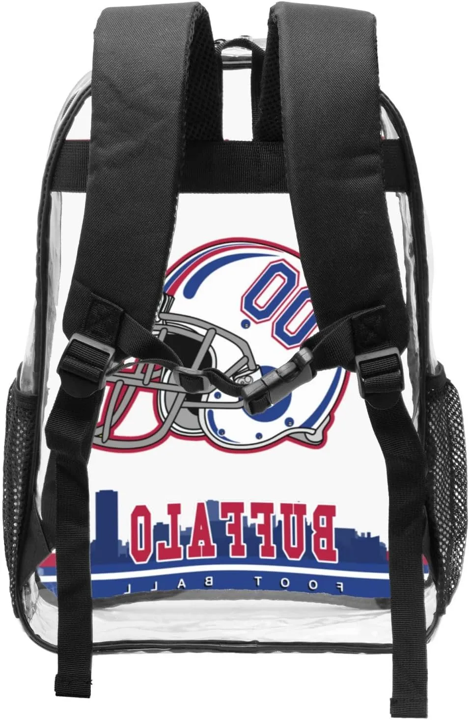 Custom Buffalo Backpack Personalized Clear Backpack With Name And Number，Large Capacity Transparent Laptop Bag Football Style Casual Daypack Gifts For Men Women Fans