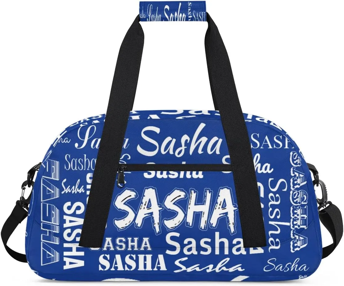 Custom Dance Gym Bags for Women, Personalized Name Sport Duffel Bag Weekender Bags Travel Duffel Bag Cobalt Blue Gifts