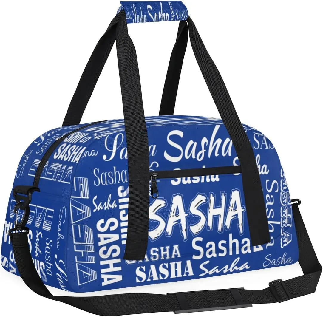Custom Dance Gym Bags for Women, Personalized Name Sport Duffel Bag Weekender Bags Travel Duffel Bag Cobalt Blue Gifts