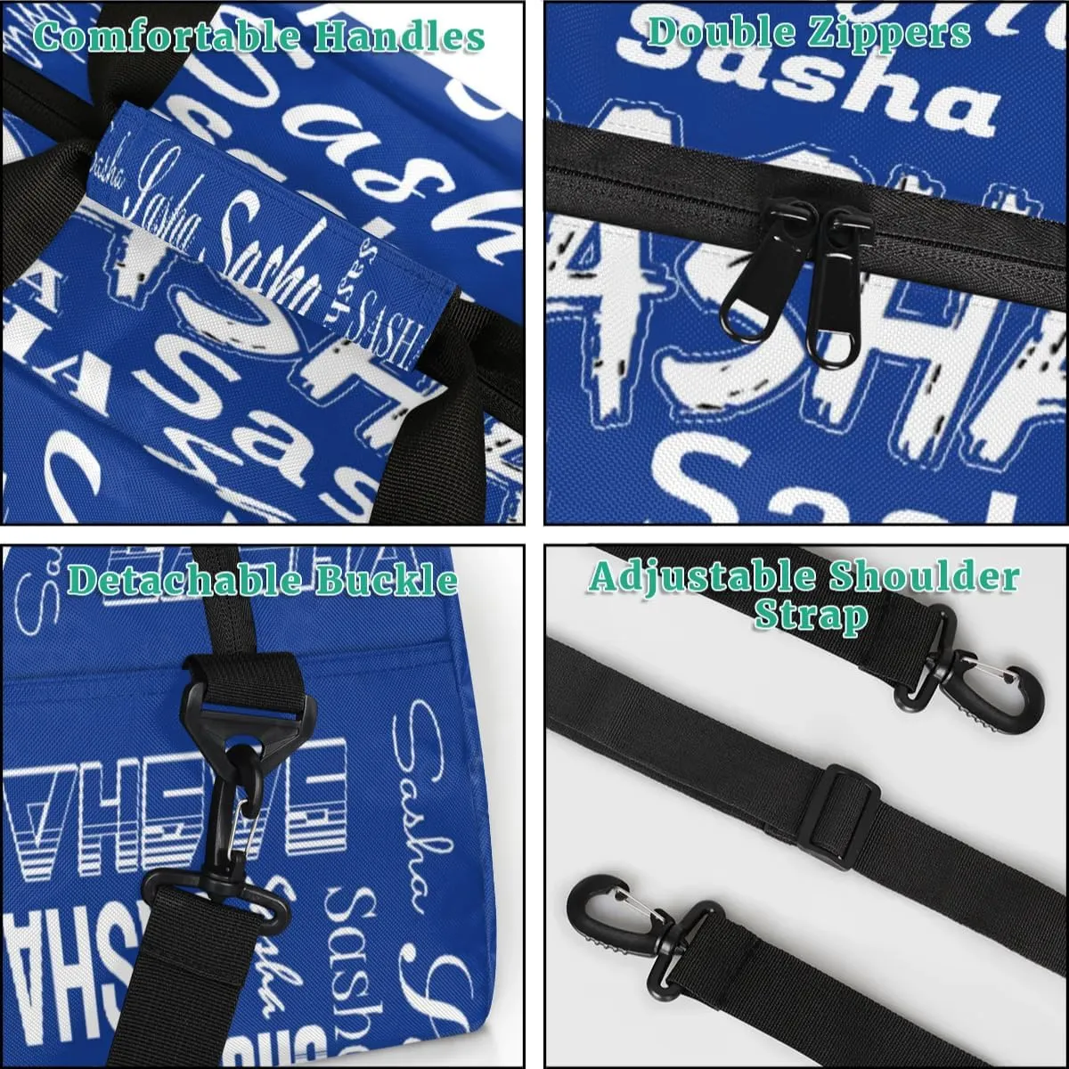 Custom Dance Gym Bags for Women, Personalized Name Sport Duffel Bag Weekender Bags Travel Duffel Bag Cobalt Blue Gifts