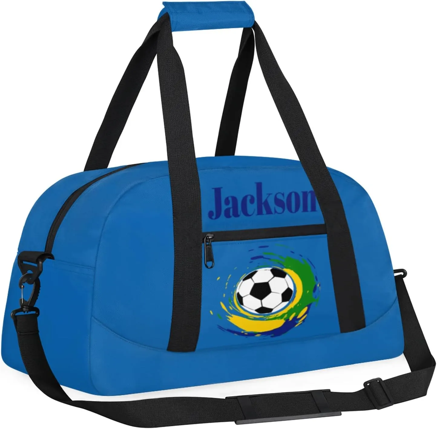 Custom Kids Duffel Bags with Name - Lightweight Gym Bag for Boys & Girls, Personalized Sports Backpack for Workout, and Travel Football Blue