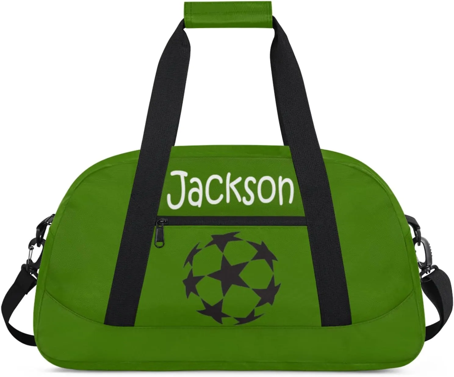 Custom Kids Duffel Bags with Name - Lightweight Gym Bag for Boys & Girls, Personalized Sports Backpack for Workout, and Travel Green Star Ball
