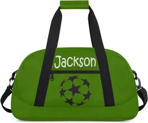 Custom Kids Duffel Bags with Name - Lightweight Gym Bag for Boys & Girls, Personalized Sports Backpack for Workout, and Travel Green Star Ball