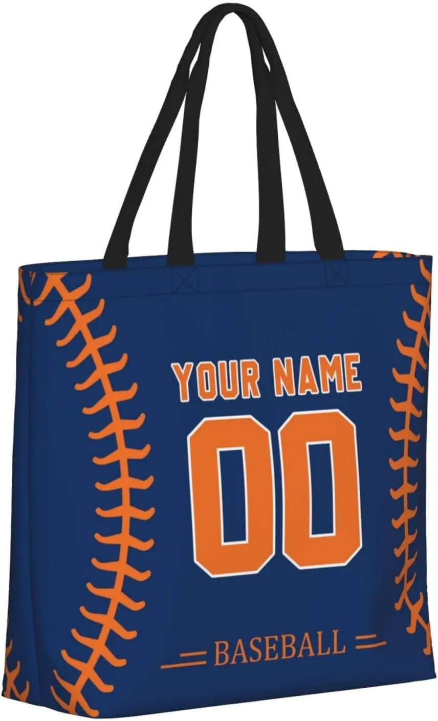Custom Shoulder Bag Handbag,Personalized Custom Baseball Style Tote Bag,Large Shoulder Tote for Women Men Gift