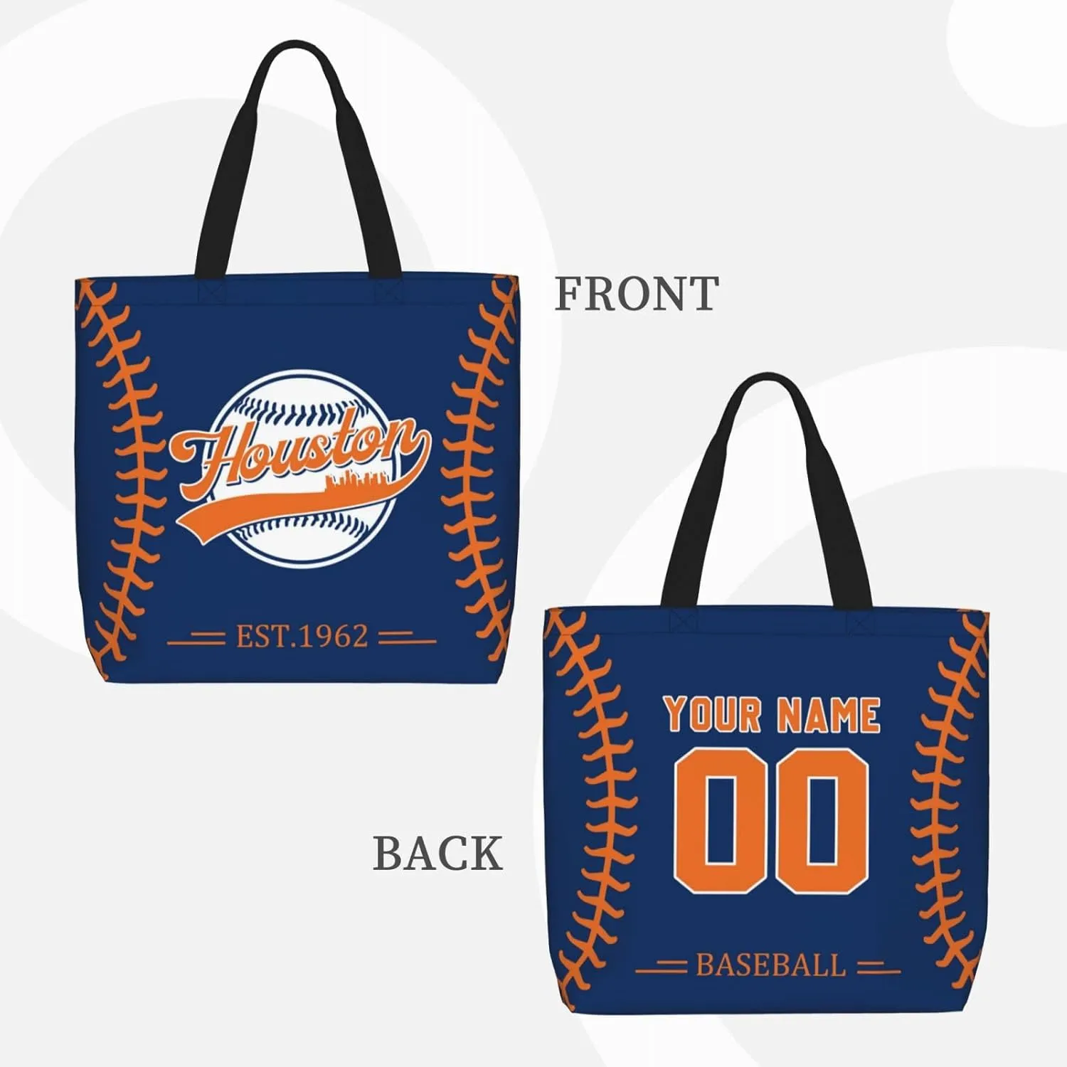 Custom Shoulder Bag Handbag,Personalized Custom Baseball Style Tote Bag,Large Shoulder Tote for Women Men Gift