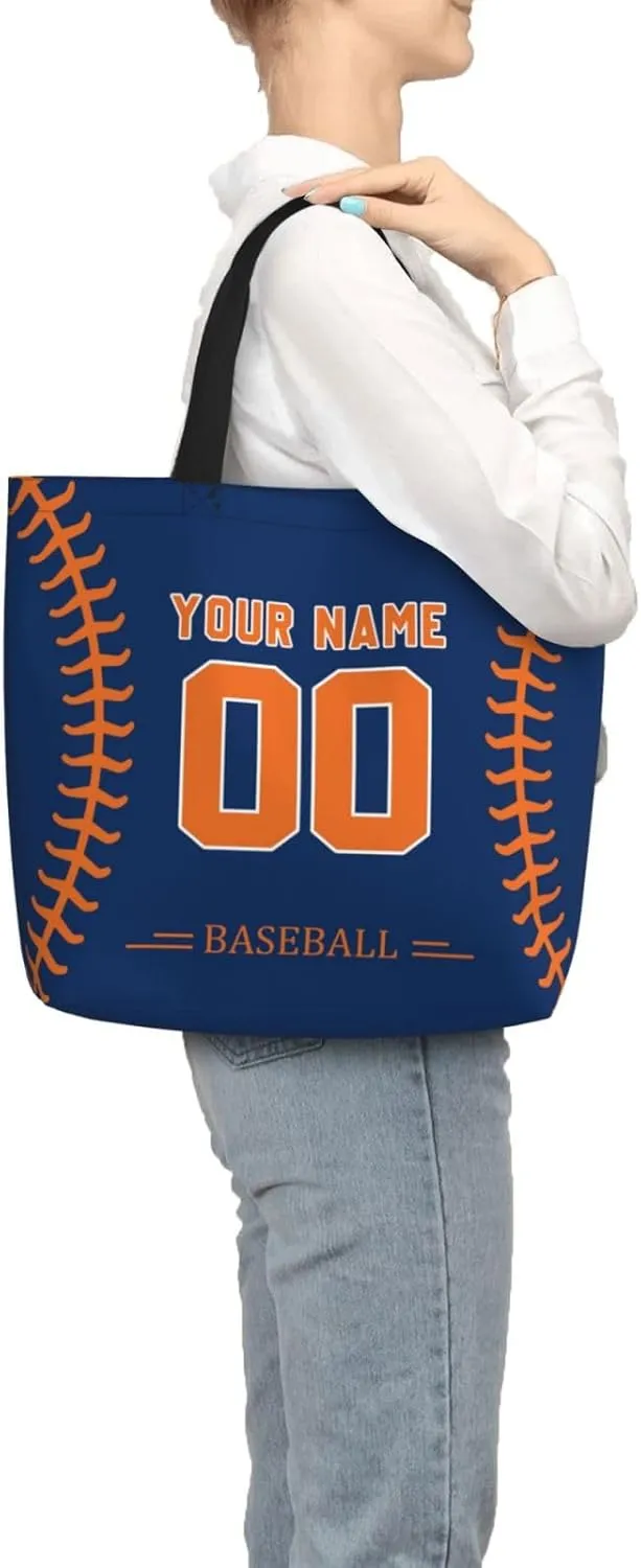 Custom Shoulder Bag Handbag,Personalized Custom Baseball Style Tote Bag,Large Shoulder Tote for Women Men Gift