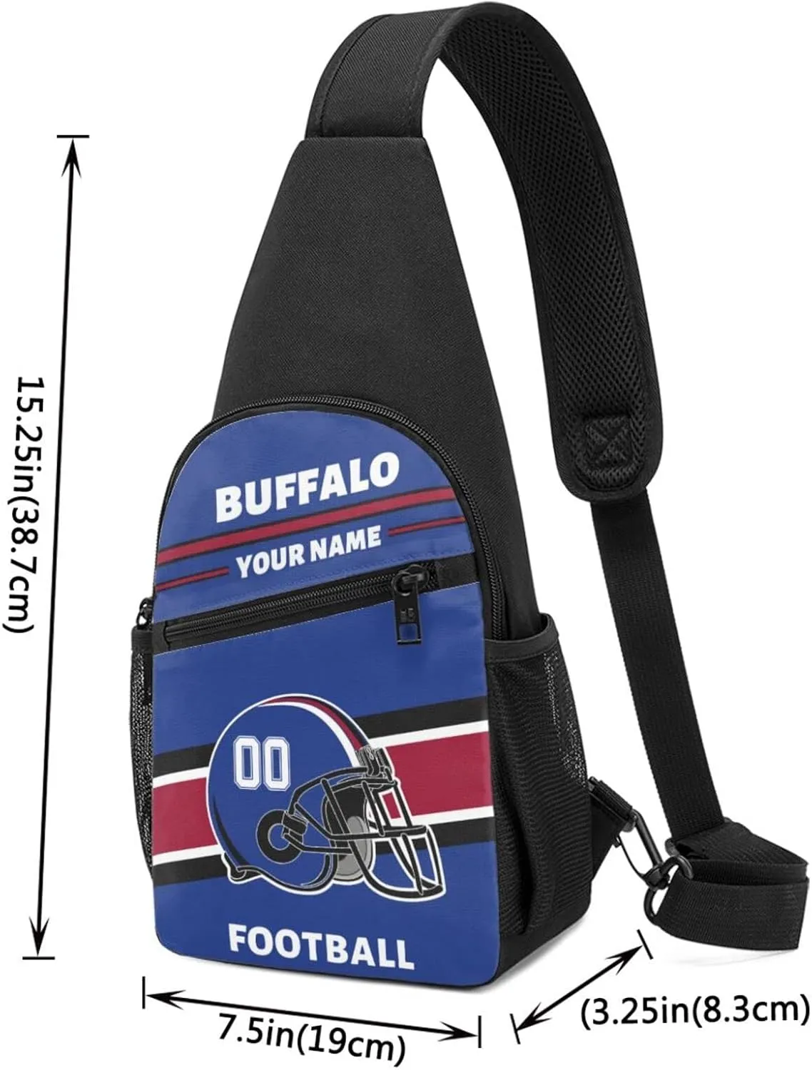 Custom Sling Bag, Personalized Buffalo Crossbody Bags for Men Women, Customize Name and Number Sling Shoulder Backpack, Chest Bag Hiking Travel Daypack for Outdoor