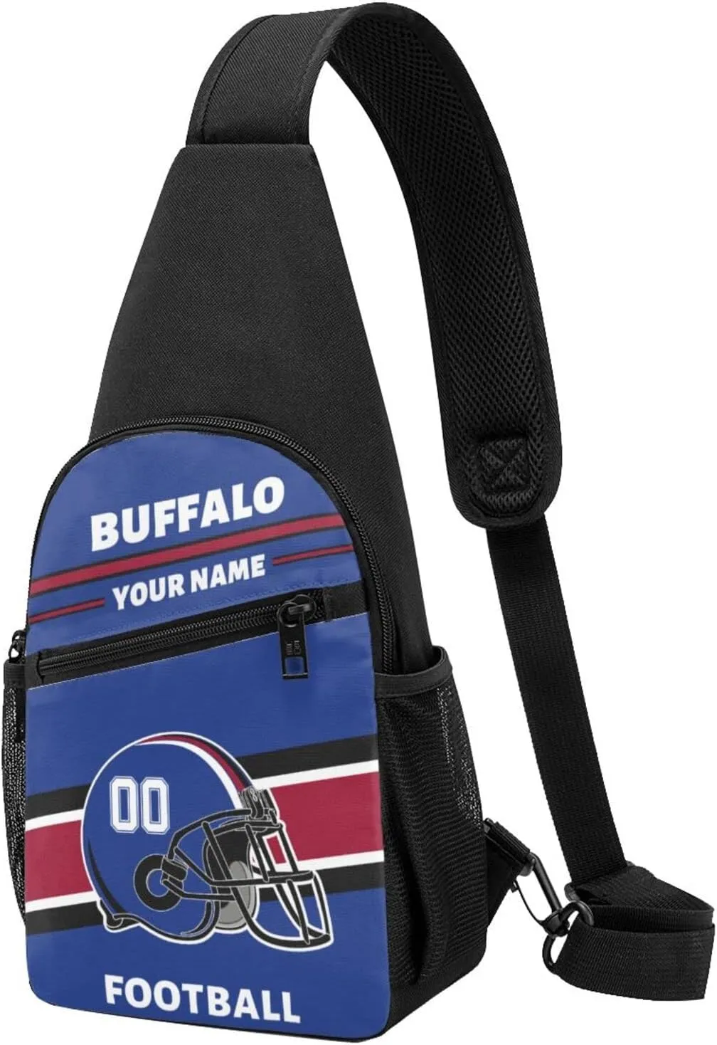 Custom Sling Bag, Personalized Buffalo Crossbody Bags for Men Women, Customize Name and Number Sling Shoulder Backpack, Chest Bag Hiking Travel Daypack for Outdoor