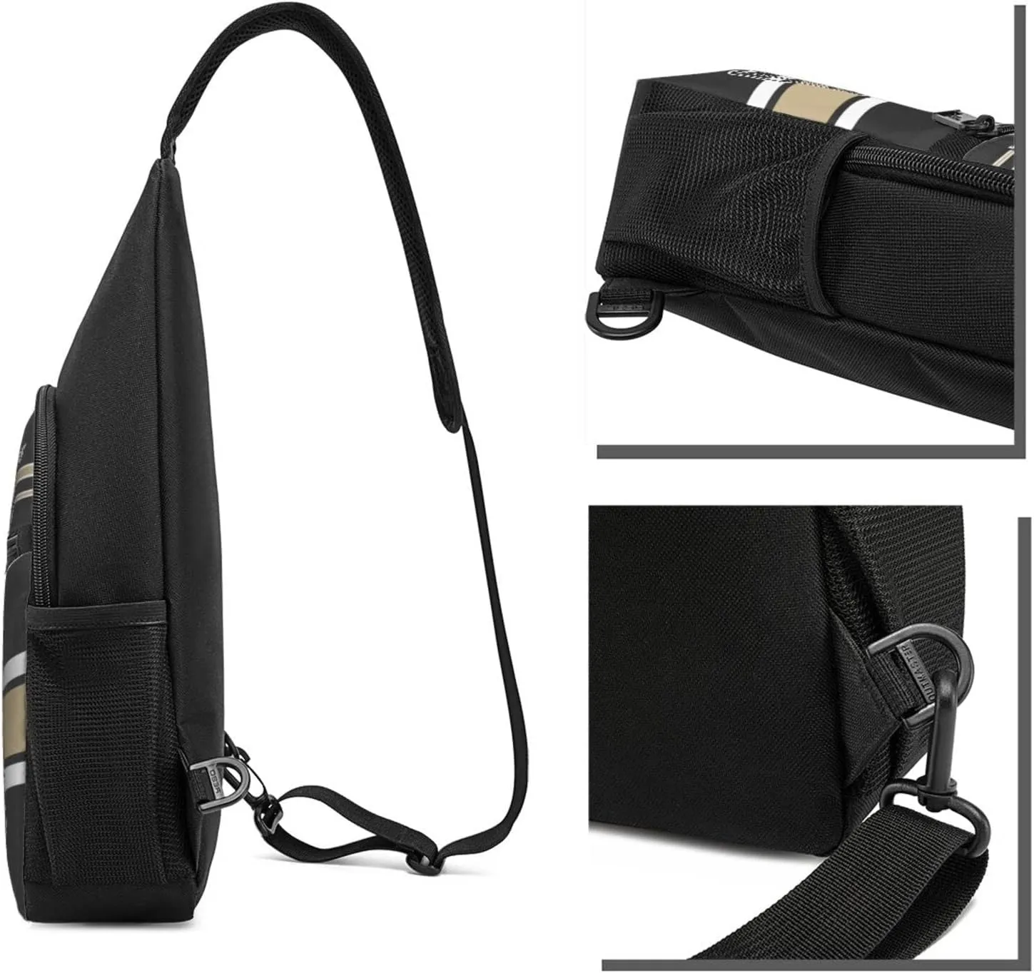Custom Sling Bag, Personalized New Orleans Crossbody Bags for Men Women, Customize Name and Number Sling Shoulder Backpack, Chest Bag Hiking Travel Daypack for Outdoor