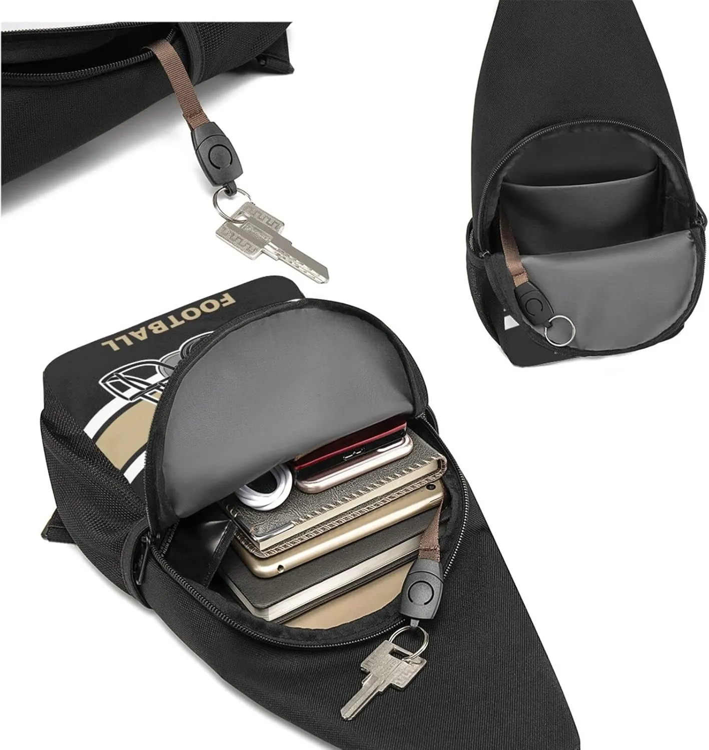 Custom Sling Bag, Personalized New Orleans Crossbody Bags for Men Women, Customize Name and Number Sling Shoulder Backpack, Chest Bag Hiking Travel Daypack for Outdoor