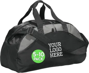 Custom Sport Duffel Bag for Men Women (Contrast Medium), 5 or 10 Pack - Add Your Logo - Personalized Weekender Bag for Gym
