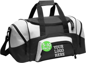 Custom Sport Duffel Bag for Men Women (Small Colorblock) 5 or 10 Pack - Add Your Logo - Personalized Weekender Bag for Gym