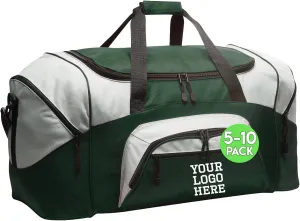 Custom Sport Duffel Bag for Men Women (Standart Colorblock) 5 or 10 Pack - Add Your Logo - Personalized Weekender Bag for Gym