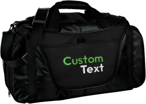 Custom Sport Duffel Bags for Men, Women, Medium Two-Tone, Black - Your Name - Personalized Weekender Bag for Gym, Overnight, Travel
