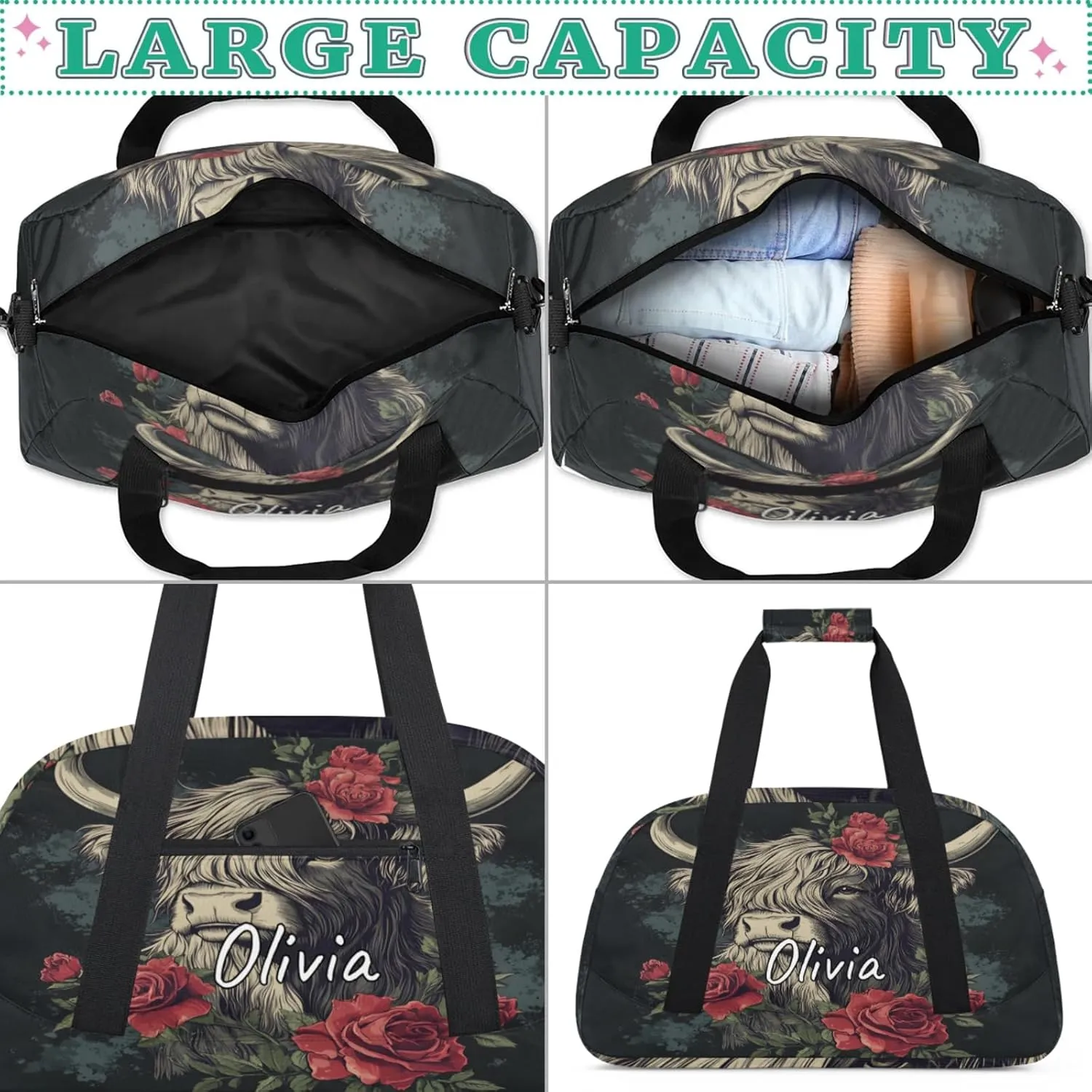 Custom Sports Gym Bag Personalized Name Travel Duffel Bag