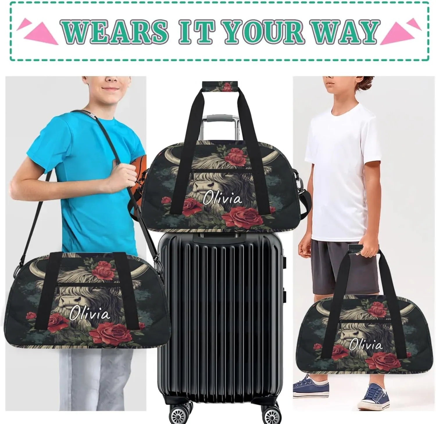 Custom Sports Gym Bag Personalized Name Travel Duffel Bag