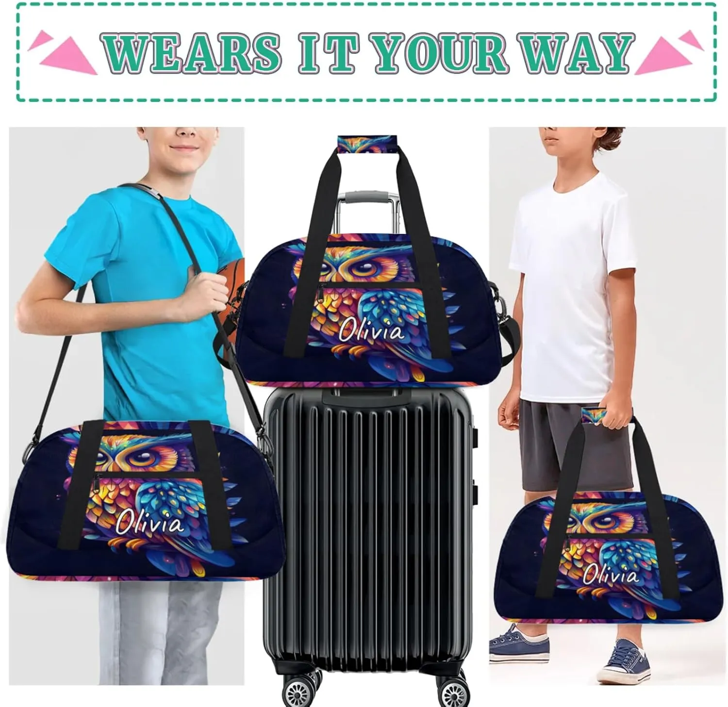 Custom Sports Gym Bag Personalized Name Travel Duffel Bag