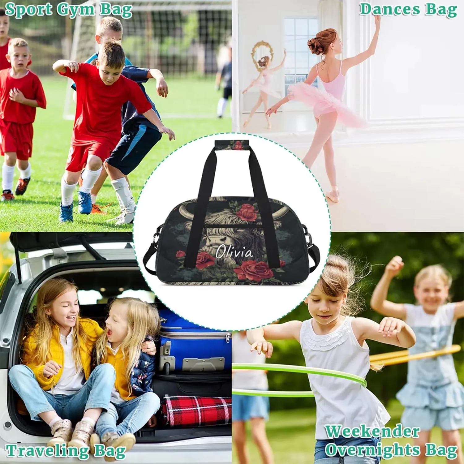 Custom Sports Gym Bag Personalized Name Travel Duffel Bag