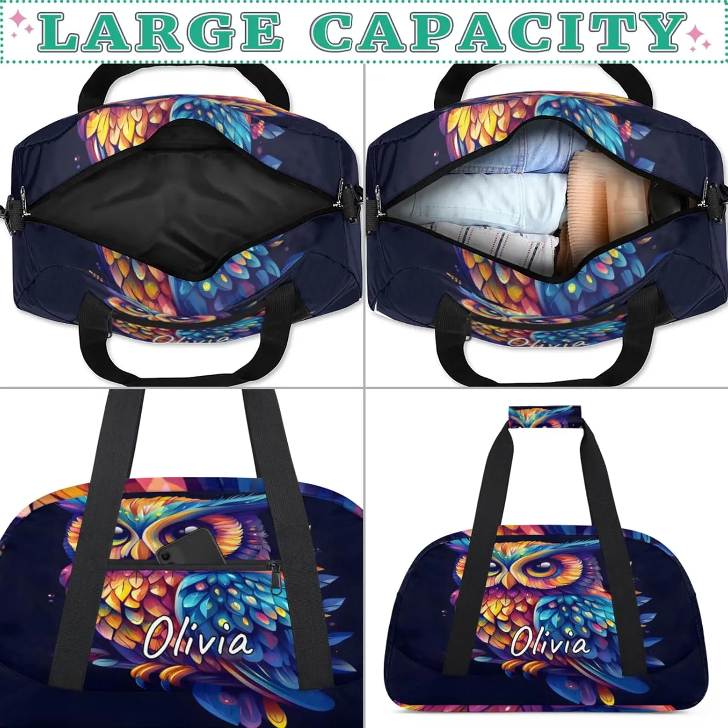 Custom Sports Gym Bag Personalized Name Travel Duffel Bag