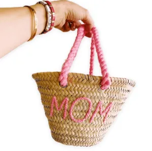 Customizable Small French Basket - Personalized Mini Woven Straw Tote for Women, Chic Boho Handbag, Custom Eco-Friendly Market Basket