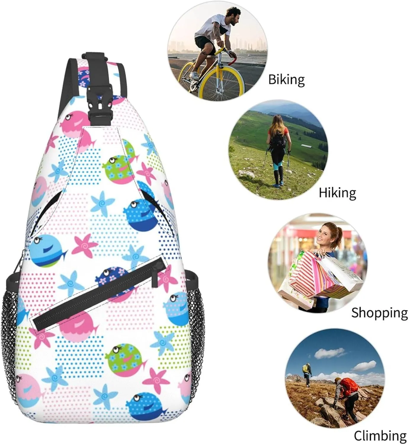 Cute bee flower Chest Bags Crossbody Sling Bag Shoulder Bag Travel Hiking Daypack For Men Women