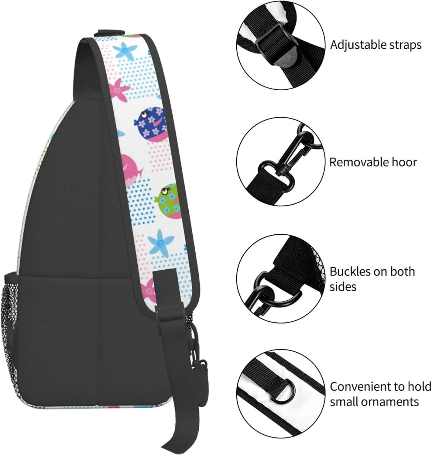 Cute bee flower Chest Bags Crossbody Sling Bag Shoulder Bag Travel Hiking Daypack For Men Women