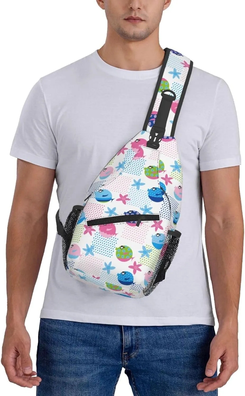 Cute bee flower Chest Bags Crossbody Sling Bag Shoulder Bag Travel Hiking Daypack For Men Women