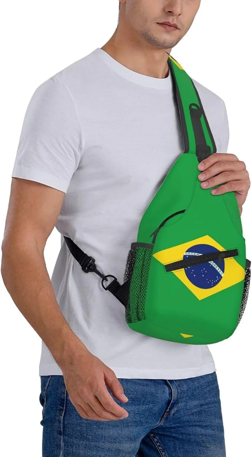 Cute Brazil Flag Sling Backpack Multipurpose Crossbody Sling Bag Travel Hiking Crossbody Shoulder Bag Backpack