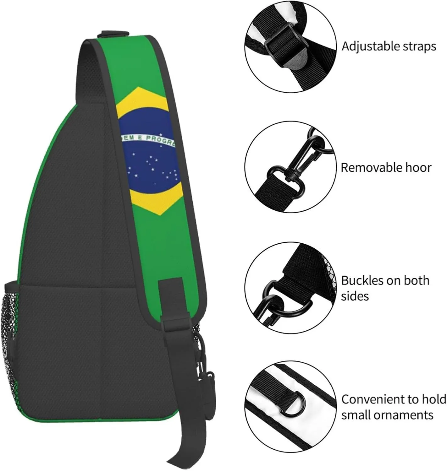 Cute Brazil Flag Sling Backpack Multipurpose Crossbody Sling Bag Travel Hiking Crossbody Shoulder Bag Backpack