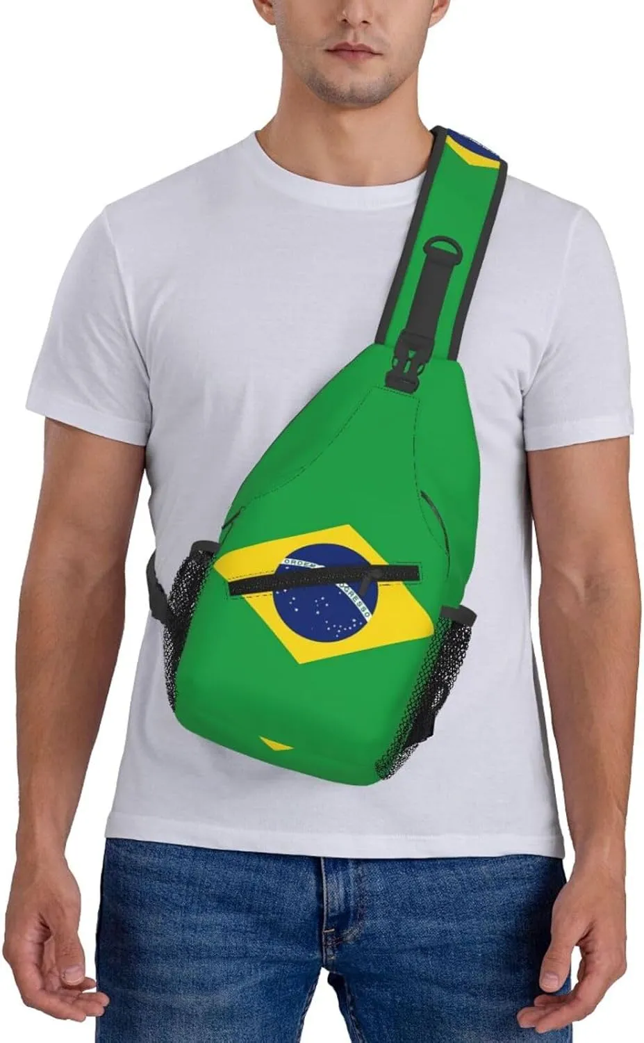 Cute Brazil Flag Sling Backpack Multipurpose Crossbody Sling Bag Travel Hiking Crossbody Shoulder Bag Backpack