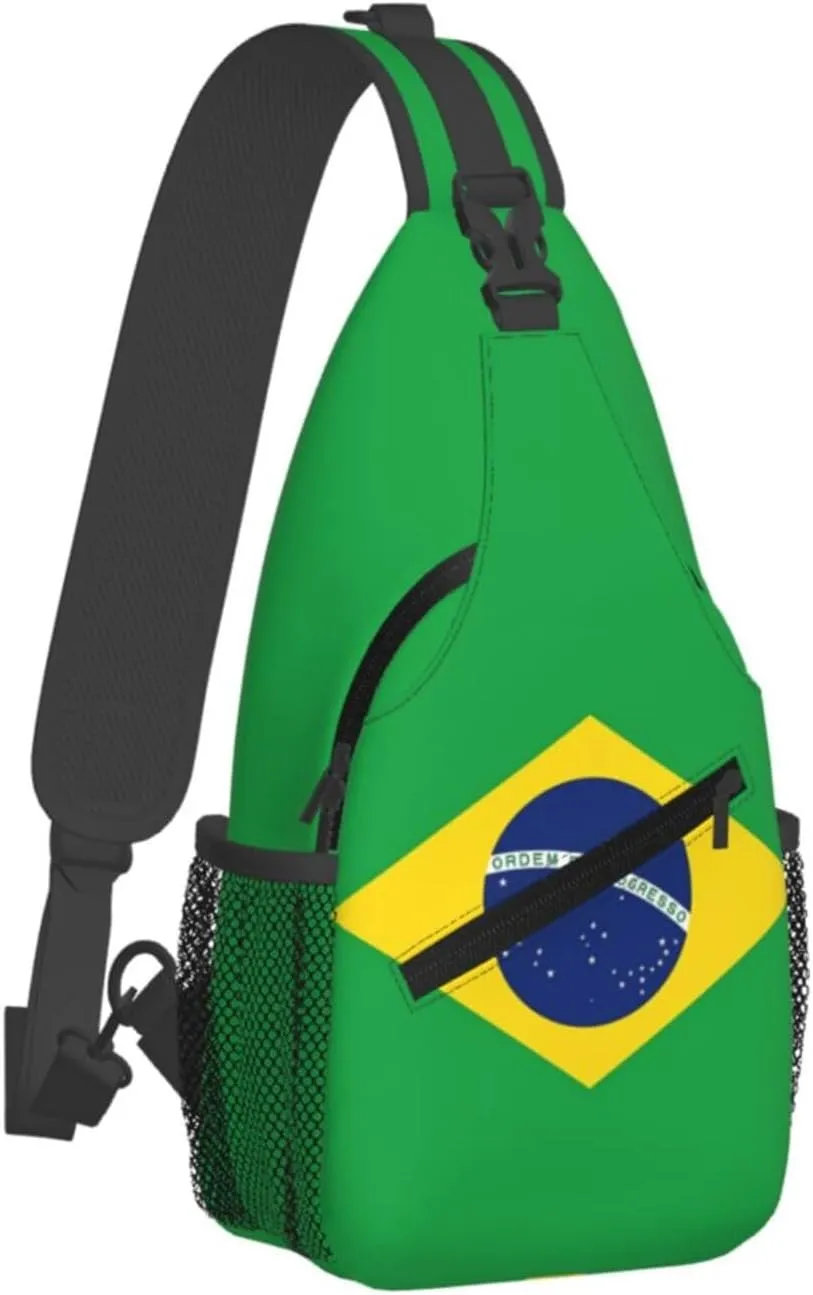 Cute Brazil Flag Sling Backpack Multipurpose Crossbody Sling Bag Travel Hiking Crossbody Shoulder Bag Backpack