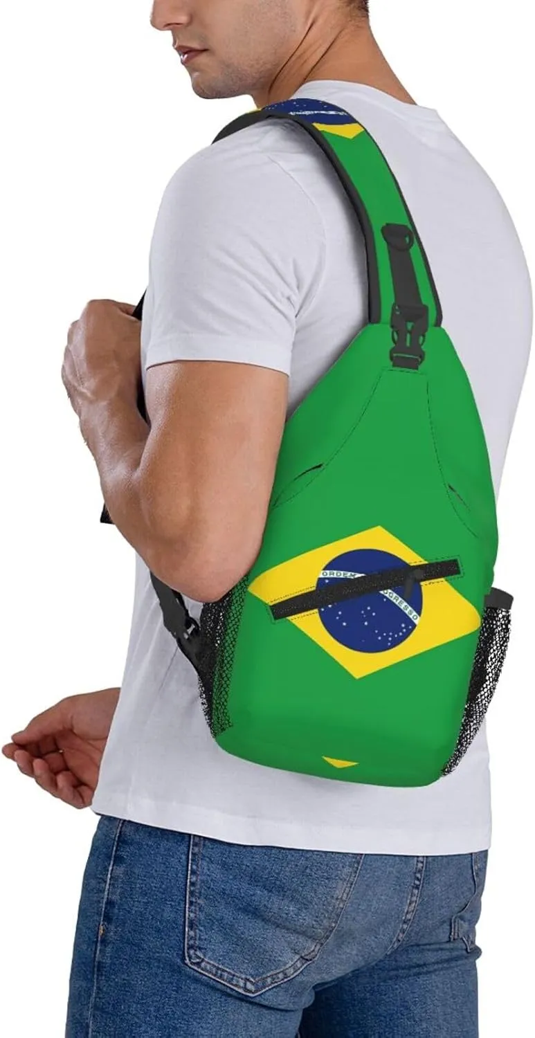Cute Brazil Flag Sling Backpack Multipurpose Crossbody Sling Bag Travel Hiking Crossbody Shoulder Bag Backpack