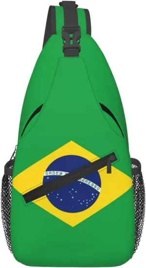Cute Brazil Flag Sling Backpack Multipurpose Crossbody Sling Bag Travel Hiking Crossbody Shoulder Bag Backpack