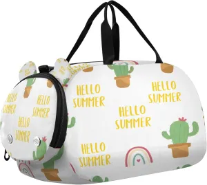 Cute Cactuses Kids Overnight Sports Duffel Bags with Shoe Compartment & Wet Pocket Travel Sport Gym Bag for Girls Boys