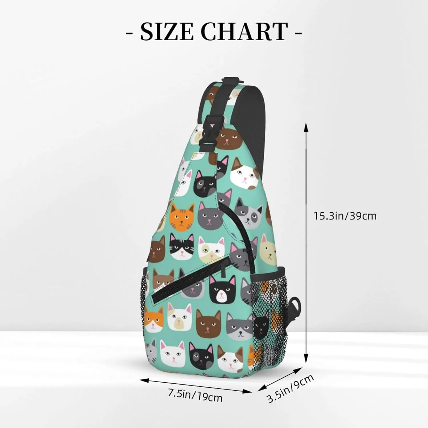 Cute Cat Sling Bags Women Men Lightweight Crossbody Cats Backpack Shoulder Bag for Sports Outdoor Chest Bag