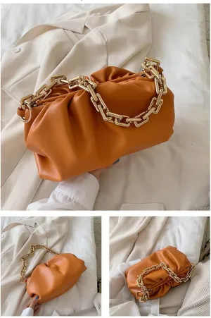 Cute Crossbody Handbag for Women, Crossbody Bag Kawaii Puffy Shoulder Handbags Fashion Puff Sling Purse Shoulder Bag (orange)