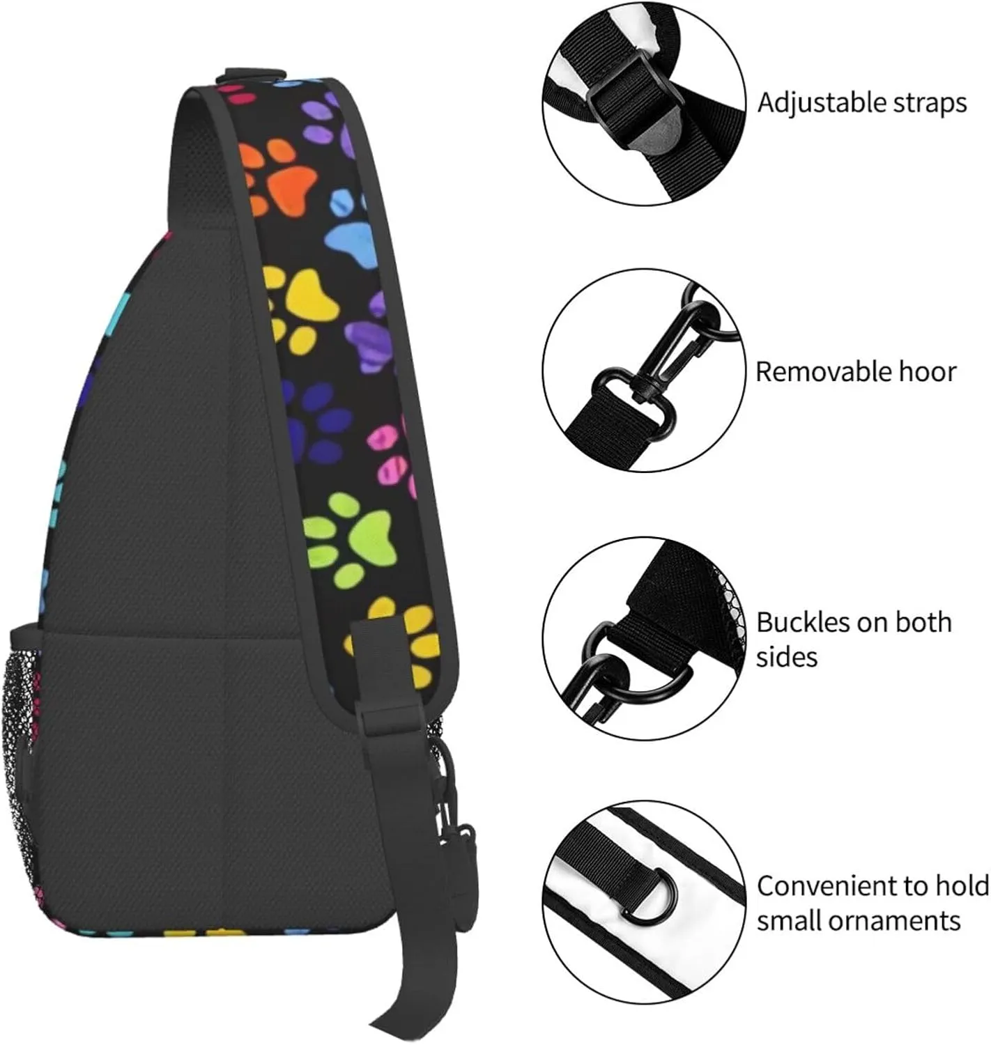 Cute Dog Paw Print Sling Bag Crossbody Bags Backpacks Dog Paw Chest Bag for Women Men Working, Shopping